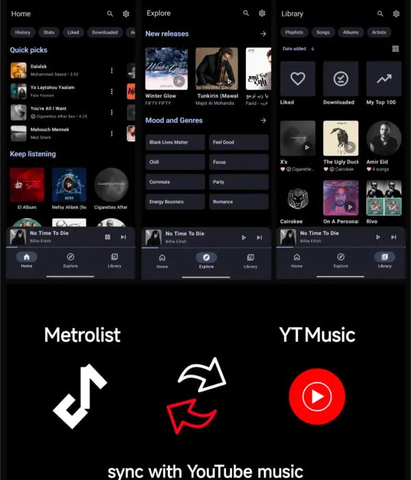 Metrolist APK home interface