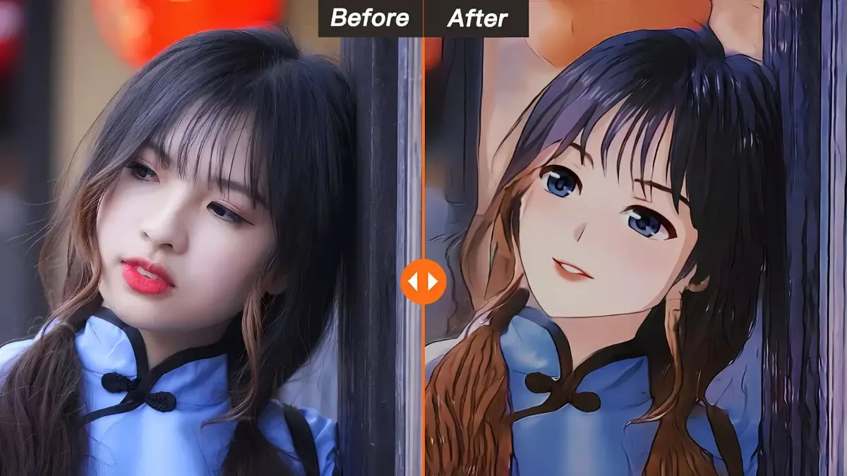 Before and after using Selfie AI