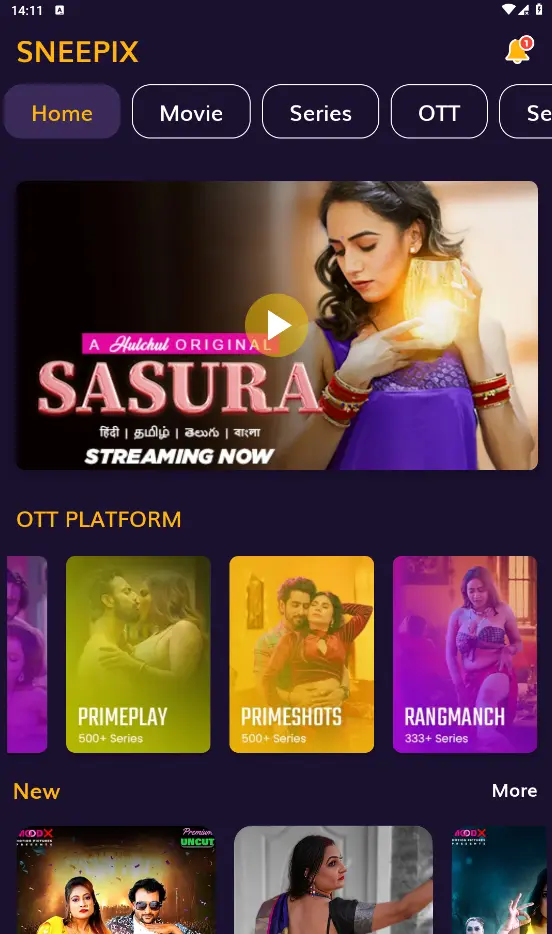 Sneepix MOD APK video player interface